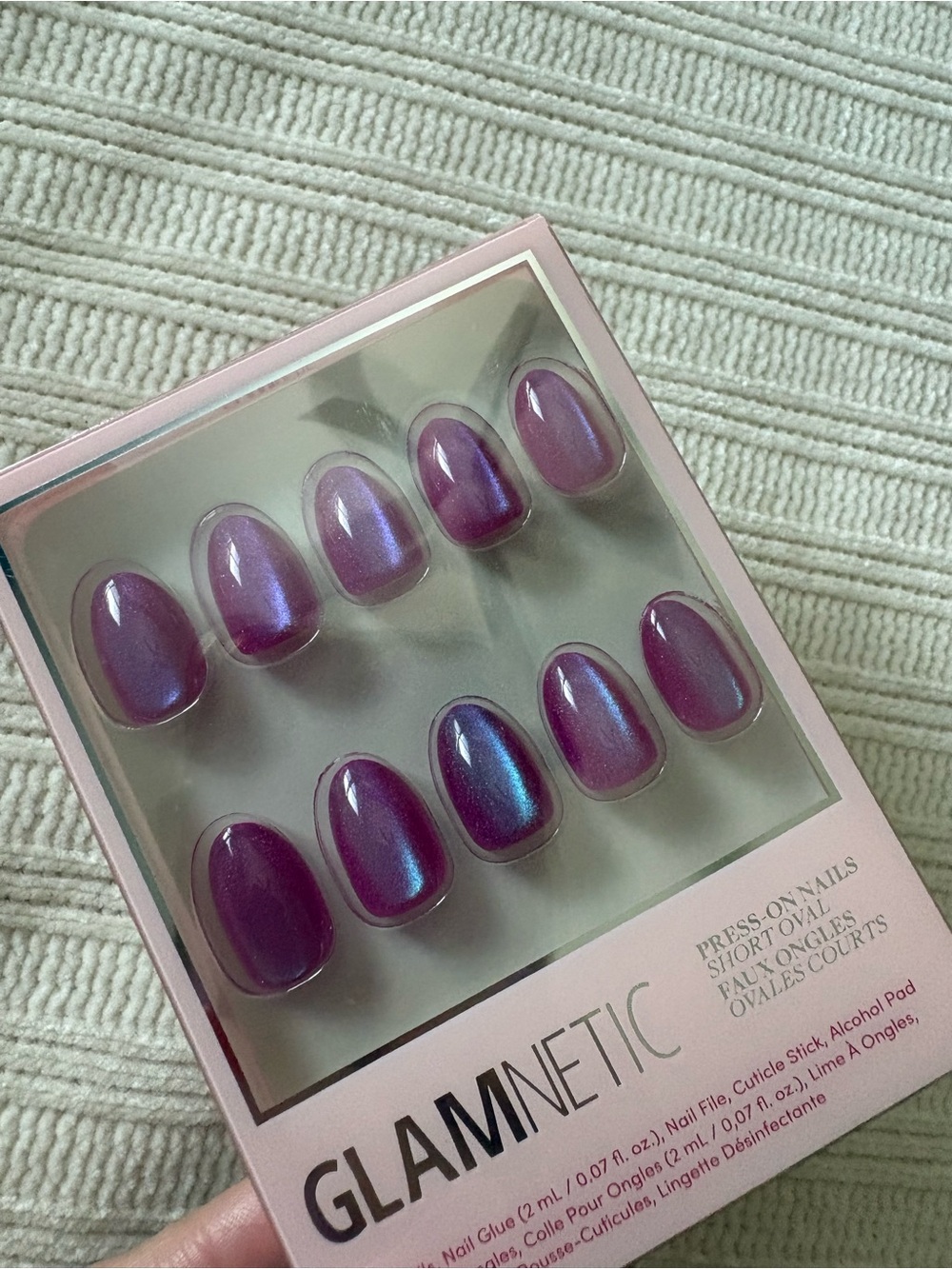 Glamnetic Berry Fiz Purple Iridescent Press-On Nails Short